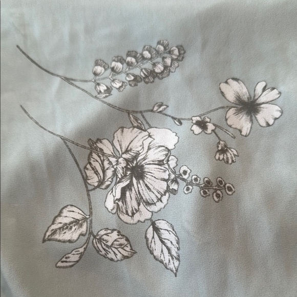 Express Light Green Embroidered Flutter Sleeve Blouse - Picture 7 of 7